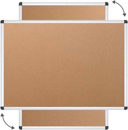VIZ-PRO Cork Notice Board, 48 X 36 Inches, Pack of 2, Silver Aluminium Frame