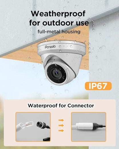 NVR Security Camera System 8 Channel, 6X 5MP Wired Surveillance IP Dome Turret Camera with Person Detection for Home Security, 100ft IR Night Vision, 4K 8CH PoE NVR 2TB HDD, PD93A0608-5M