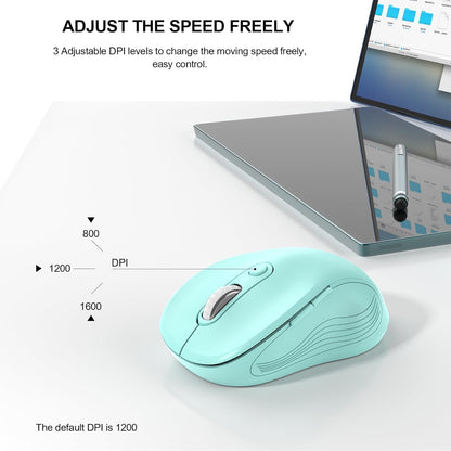 WisFox 2.4G Wireless Mouse for Laptop, Ergonomic Computer Mouse with USB Receiver and Type-C Adapter, 3 Adjustable Levels DPI, 6 Button Cordless Wireless Mice (Mint Green, 1 Pack)