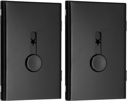 PATIKIL 2 Pcs Business Card Holder, Thumb Drive Business Card Holder Portable Business Card Holders Alloy Slide Out Card Case for Business Meeting, Black