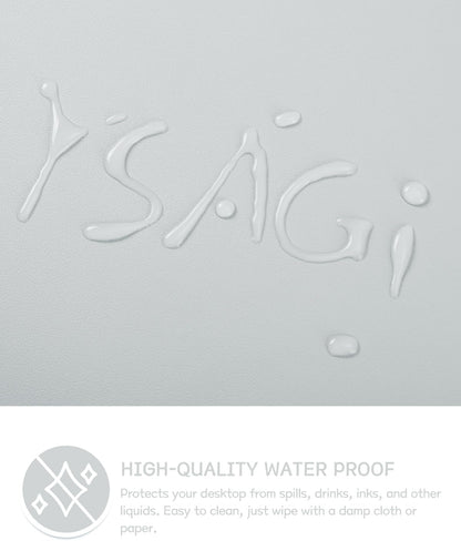 YSAGi Non-Slip Leather Desk Pad, Waterproof Laptop Computer Desk Keyboard Mat, Table Protector Blotter Mat, Large Mouse Pad for Office/Work/Home/Decor(Silver-Grey, 23.6" x 13.7")