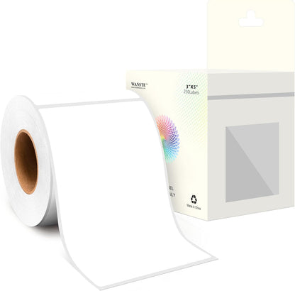 3 x 5 Inch 250Pcs Rectangle Color Coding Stickers,Strong Adhesion Easy to Write Label for Moving,Box Organization,Inventory,Business,White