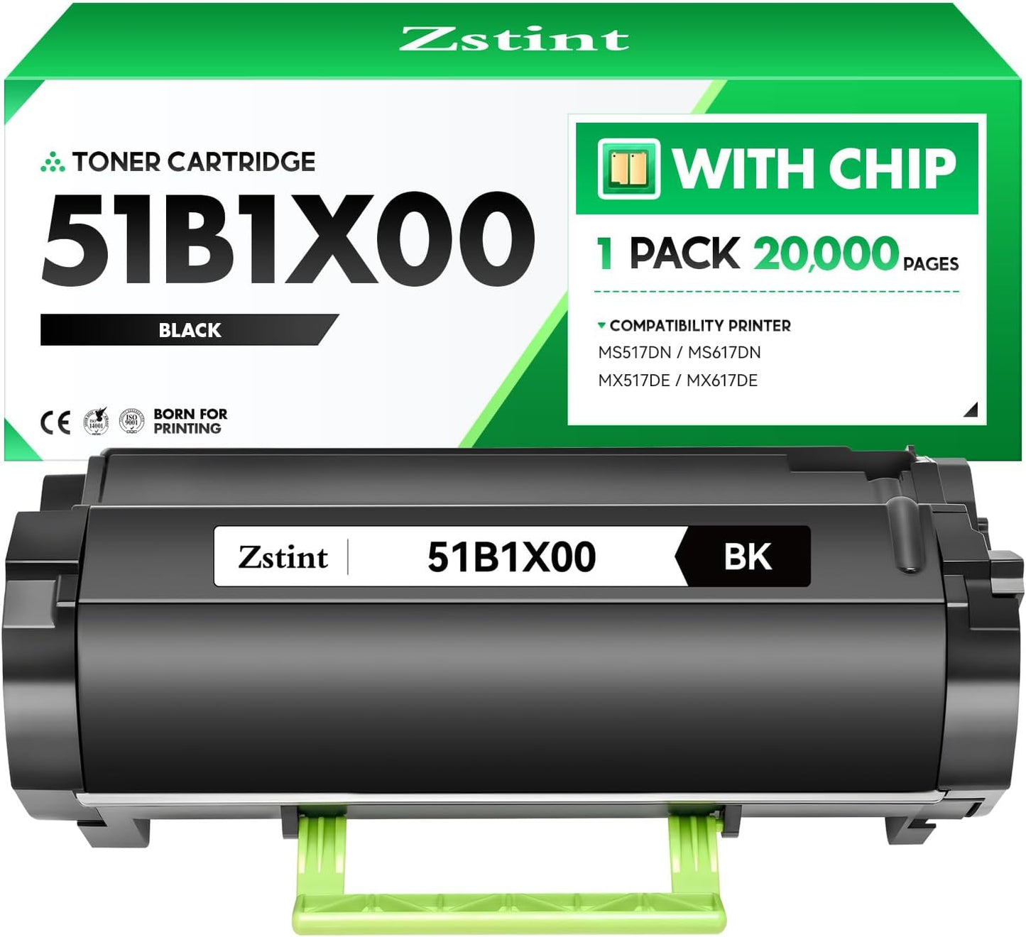 51B1X00 Black Toner Cartridge (with Chip) Extra High Yield Replacement for Lexmark 51B1H00 51B1000 Toner Cartridge Compatible with MS517dn MX517de MS617dn MX617de Laser Printer ( 1-Pack 20,000 Pages)