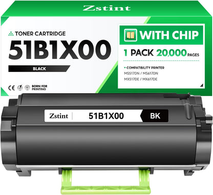 51B1X00 Black Toner Cartridge (with Chip) Extra High Yield Replacement for Lexmark 51B1H00 51B1000 Toner Cartridge Compatible with MS517dn MX517de MS617dn MX617de Laser Printer ( 1-Pack 20,000 Pages)