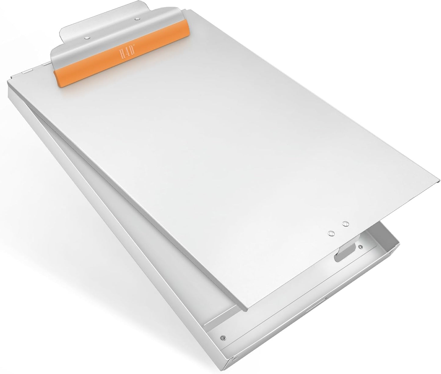 H4D Metal Clipboard with Storage, Rubber Covered Clip Protects Paper and No Indentations Left, Letter Size