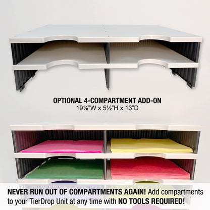 Ultimate Office TierDrop Desktop Organizer/Forms Sorter, 6-Compartments with Optional Add-On Tiers for Easy Expansion, Gray w/Black