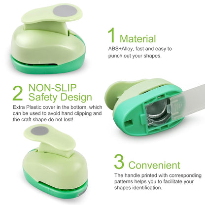 UCEC Circle Cutter, 3 Pcs Circle Puncher, 1 3/8 5/8 Inch Craft Hole Punch with 30 Pcs Colorful Paper, Hole Puncher Paper Cutter for Crafting Card, Making Scrapbook Craft, DIY Office Supplies