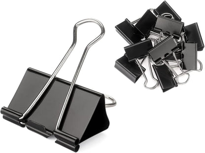 ZZTX Black Binder Clips Paper Clamps Clips Small Size, 0.75 Inches, 36 Pack
