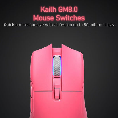 iRocks M31R Wireless Gaming Mouse, Triple Mode 2.4G/ Bluetooth/USB-C Detachable Cable Gaming Mouse, Kailh GM8.0 Mouse Switches, Advanced PixArt PAW3395 Optical Sensor, Up to 26,000 DPI - Pink