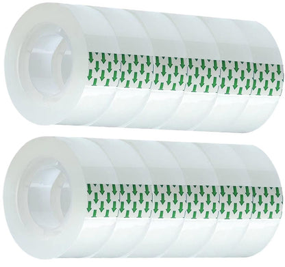 12 Rolls Clear Tape Refill - Tear by Hand, Transparent Tape Rolls for Dispenser, 3/4" x 1000 inch
