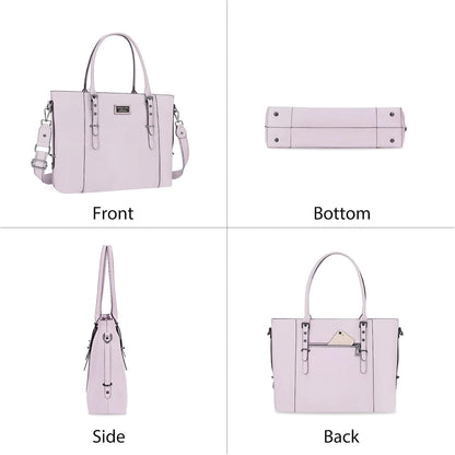 MOSISO PU Leather Laptop Tote Bag for Women, Waterproof Large Capacity Business Work Briefcase Shoulder Laptop Bag