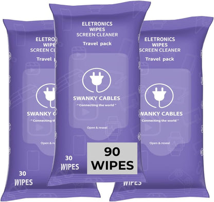 Screen Cleaner Wipes: Electronic Wipes for Screens - Computer Screen Wipes for Lens, Phone, Tv Screen and Monitor Cleaning - Tech Wipes & Microfiber Cloth (Soft Wipes, 90 Count)