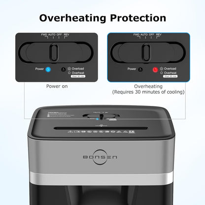 BONSEN 14-Sheet Paper Shredder for Home Office, Heavy Duty Cross Cut Shredder with 5.3 Gal Pullout Bin, Quiet Shredder for CDs/Credit Card/Staple, P-4 Security, Anti-Jam System