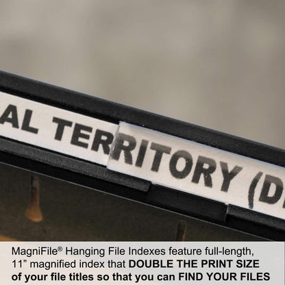 New Ultimate Office MagniFile Insertable Hanging File Folder Tabs. Indexes That Double The Size of Your File Titles to Find Files Fast! (Set of 10), Black