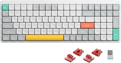 nuphy Air96 V2 Wireless Mechanical Keyboard,100 Keys RGB Backlit Keyboard,Supports Bluetooth 5.1,2.4G and Wired Connection,for PC/Laptop/Windows/Mac -White Gateron Cowberry Switch