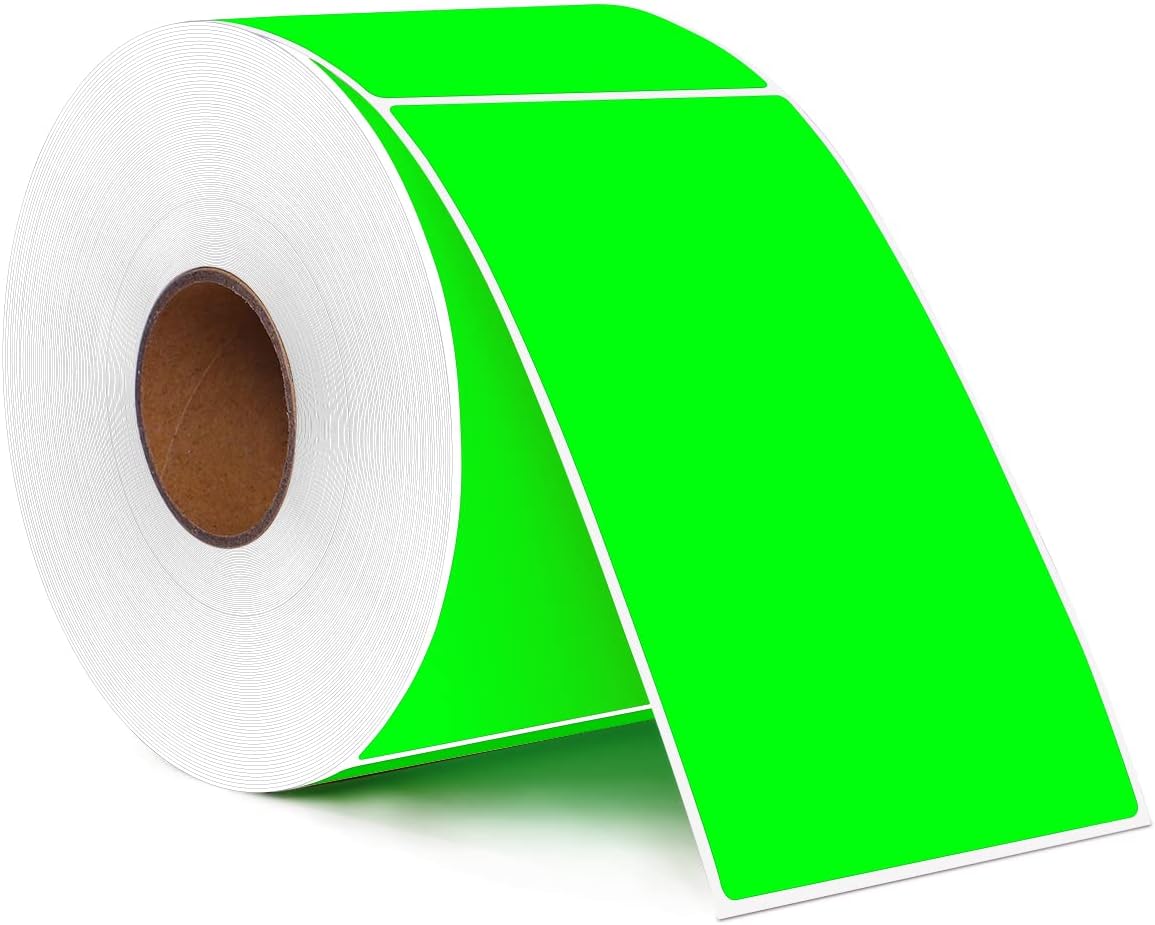 PARLAIM 3 X 5 Inch Rectangle Adhesive Color Coding Stickers,Square Inventory Label Stickers -500Per Dispenser Box (Fluorescent Green)