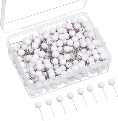 Map Tacks Push Pins Small Size 300 Packs (White, 1/5 Inch)