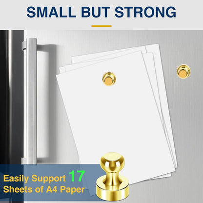 MIKEDE Fridge Magnets - 15 Pcs Gold Neodymium Push Pins for Whiteboard, Office, School & Classroom