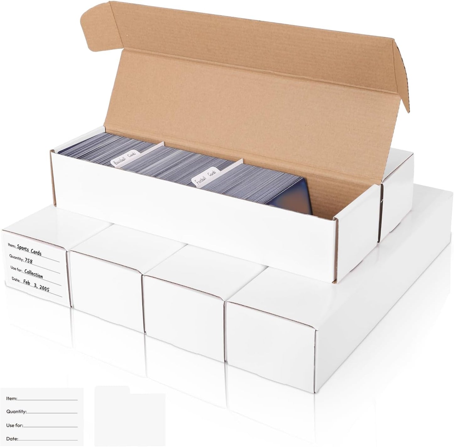 6 Pack Trading Card Storage Box Sports Game Cards Collector Boxes Cardboard Storage Boxes with Dividers for Card Collection, 14.2 x 3.7 x 2.75 Inches