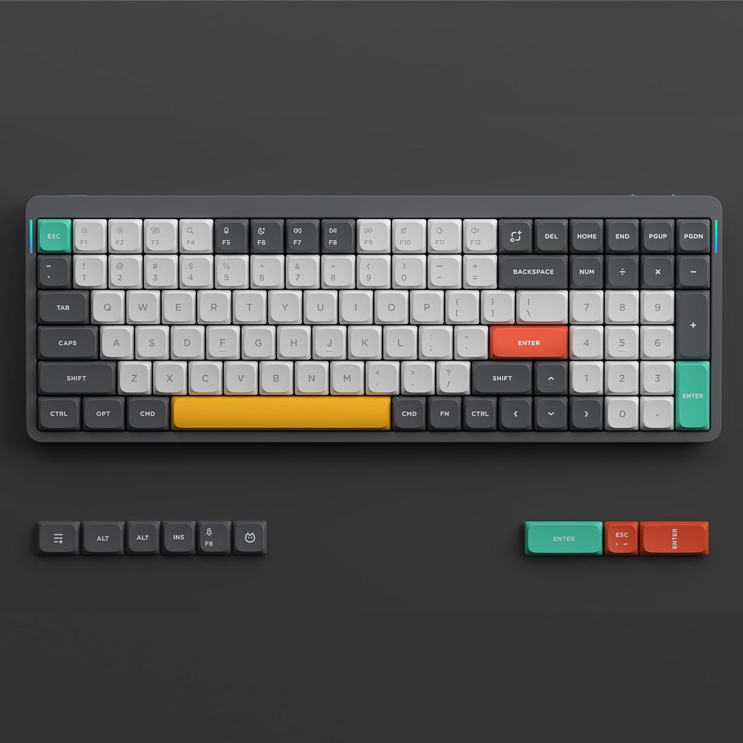 nuphy Air96 V2 Wireless Mechanical Keyboard,100 Keys RGB Backlit Keyboard,Supports Bluetooth 5.1,2.4G and Wired Connection,for PC/Laptop/Windows/Mac -Grey Gateron Moss Switch