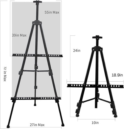 RRFTOK Art Painting Display Easel Stand,72Inches Adjustable Easels for Painting Canvases Height from 22-72”for Table-Top/Floor Paint and Displaying,Black - 3-Pack.