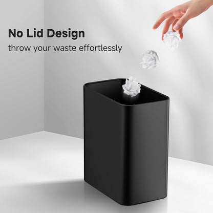 TIPGO Small Metal Trash Can, 2.1 Gallon Slim Trash Can for Bathroom, Wastebasket Garbage Bin for Bedroom, Office, Kitchen, Under Sink (Matte Black)