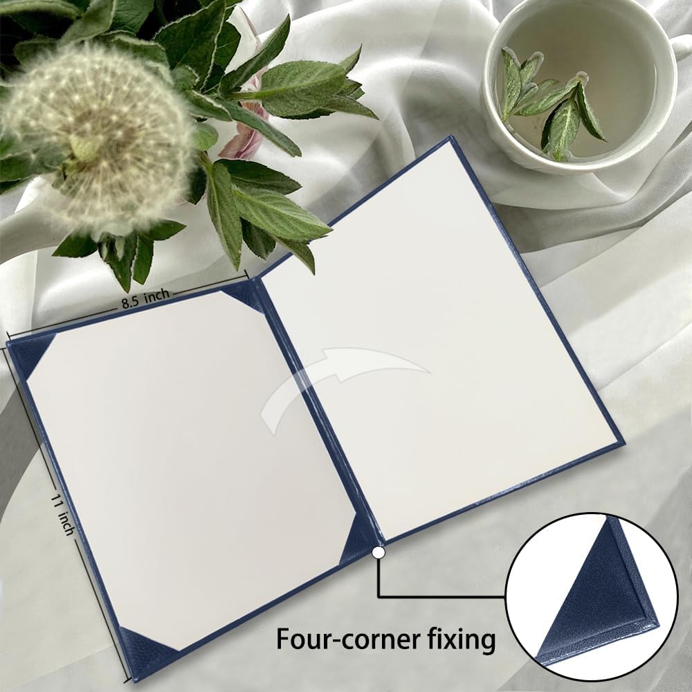 Certificate Holders 8.5"x11" Graduation Diploma Cover Document Leather Folders,Navy Blue-100 Pack