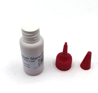 Oil-Based Premium Stamp Refill Ink by BCH for Pre-Inked Rubber Gel Pads & Dot Matrix Ribbons - 20 ml -0.68oz (Red)