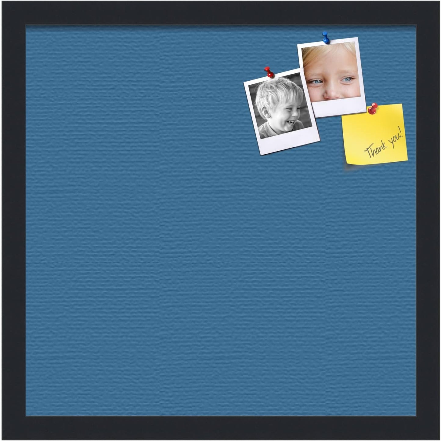 PinPix 16x16 Inch Cork Bulletin Board. This Decorative Framed Pin Board Comes with Navy Pastel Design and a Satin Black Frame. Ideal for Home Office Decor or Message Board (PinPix-1811)
