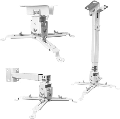 Projector Mount Wall or Ceiling Projection Mount Bracket with Adjustable Height and Extendable Arms Mounts for Home and Office Projector