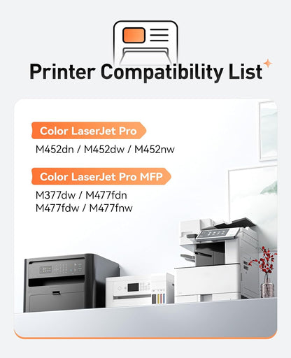 410A Toner Cartridge set 4-Pack Replacement for HP 410A 410X CF410A CF411A CF412A CF413A Compatible with HP Color LaserJet Pro MFP M377dw M477fdn M477fdw M477fnw M452dn M452dw M452nw Printer Ink Black