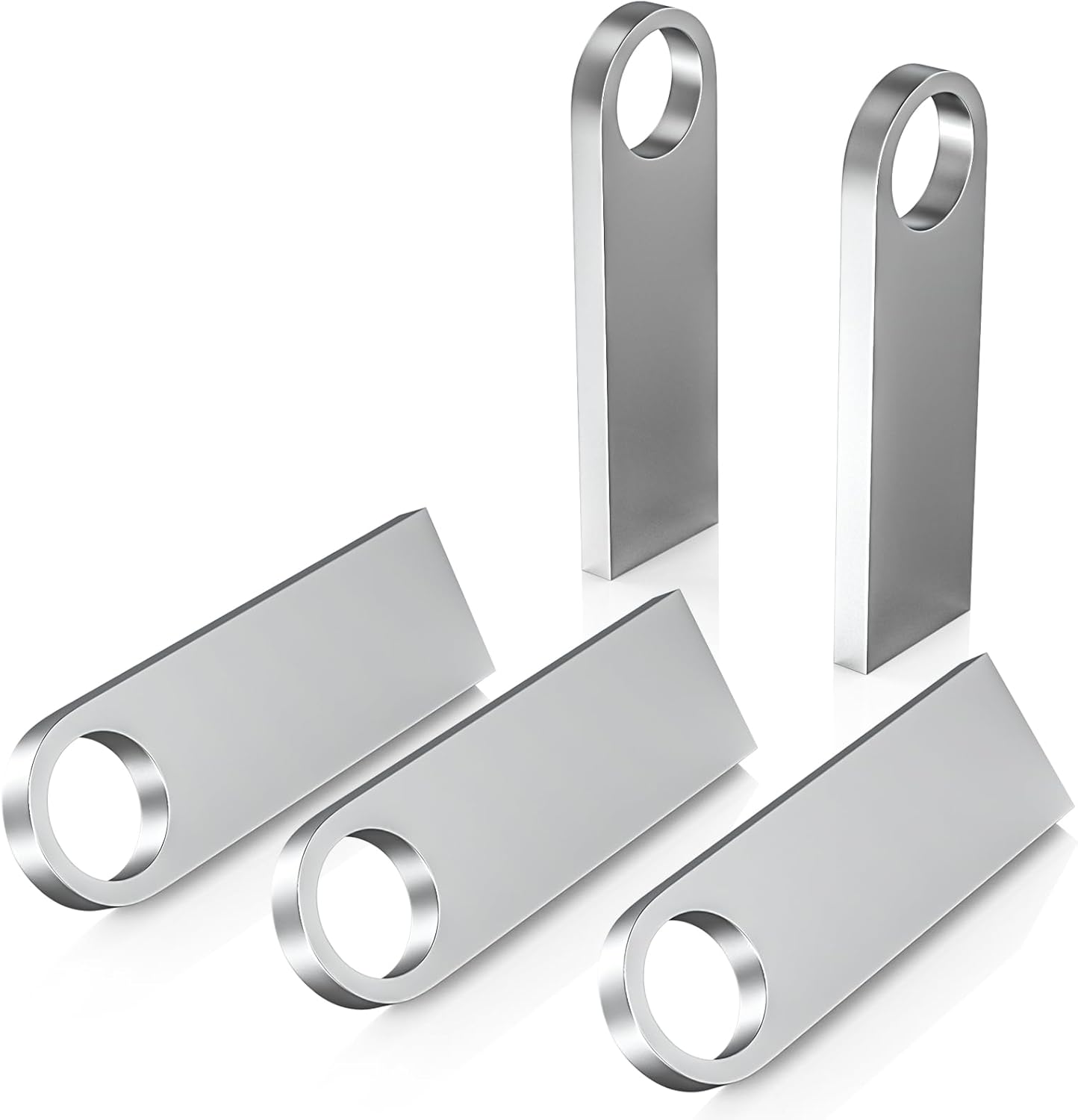 ABLAZE 8GB Flash Drive 5 Pack, Metal USB 2.0 Thumb Drives with Keychains USB Stick Pendrive (Sliver)