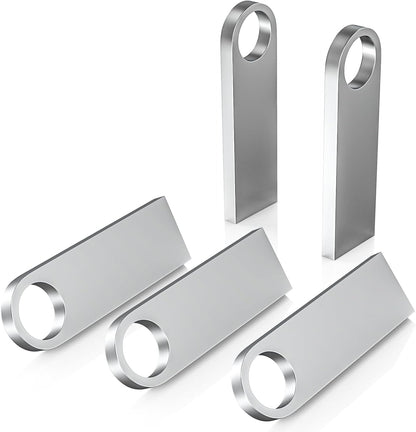 ABLAZE 32GB Flash Drive 5 Pack, Metal USB 2.0 Thumb Drives with Keychains USB Stick Pendrive (Sliver)