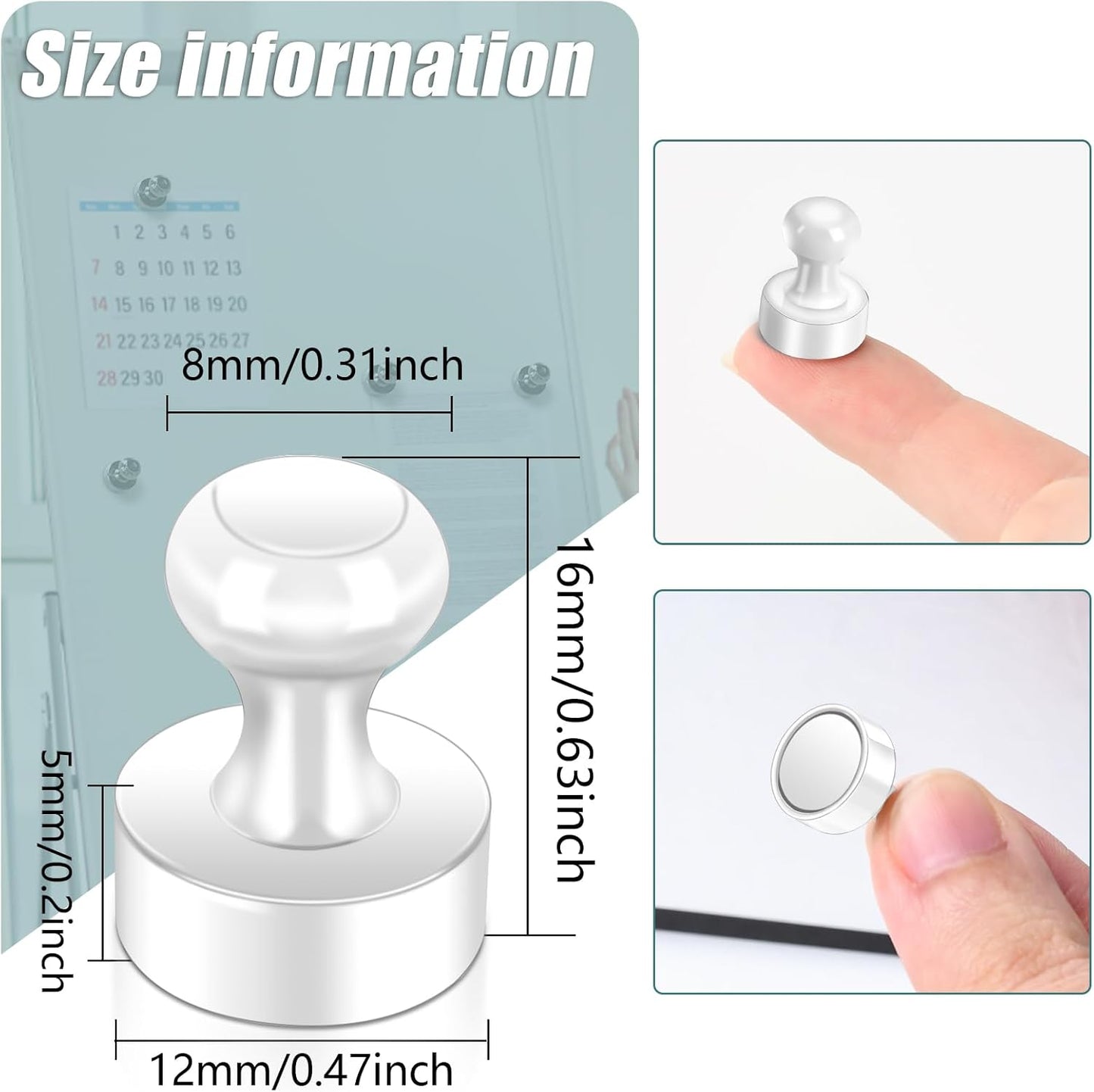 22 Pack Fridge Magnets Strong for Whiteboard, Push Pin Magnet, Refrigerator Magnet Small Strong Rare Earth Magnets for Office, Classroom, Kitchen, Home, White