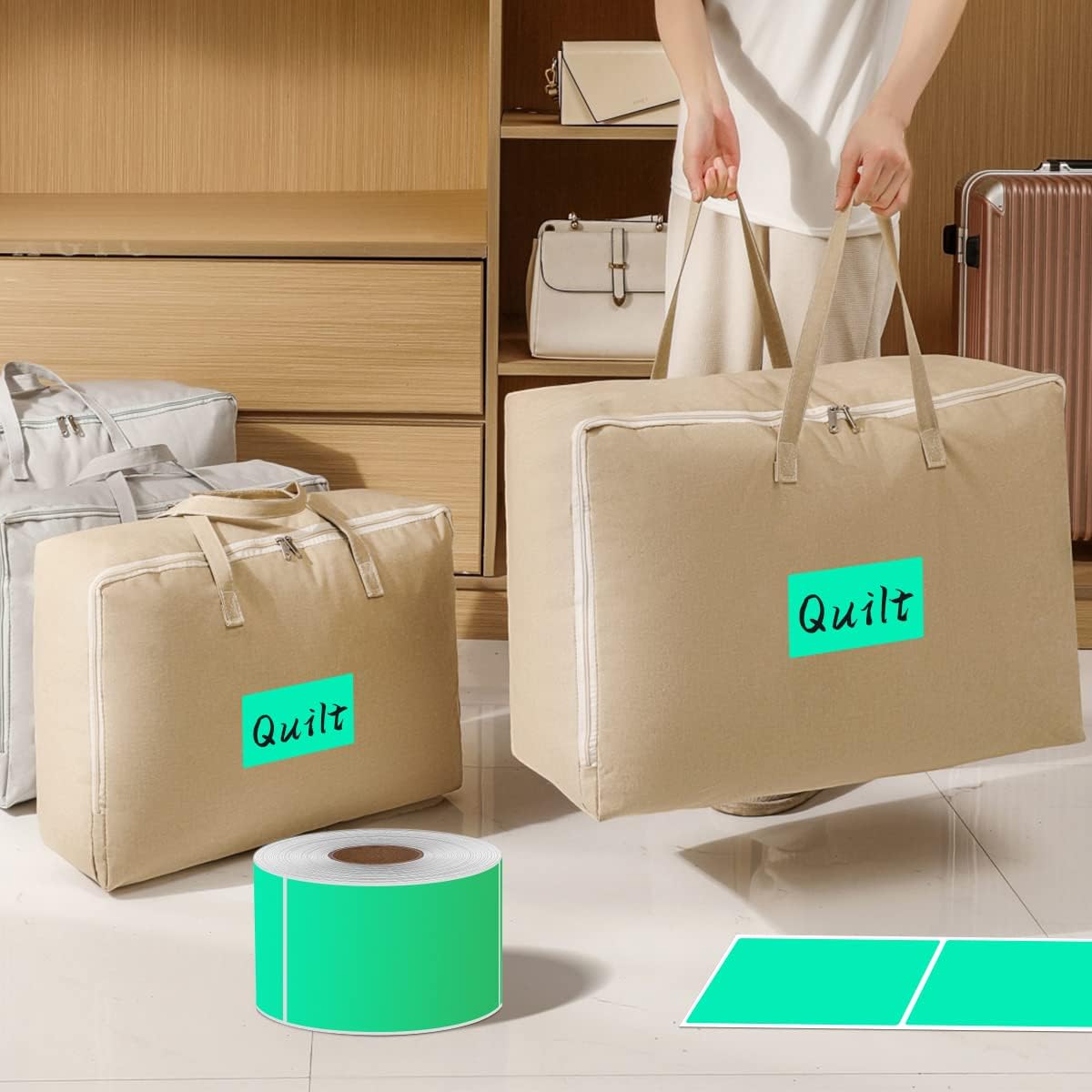 PARLAIM 5" x 3" Rectangle Color Coding Labels,500 per Inventory Labels Color Code Stickers Dispenser Box,Aqua Sticker Labels for Inventory &Family School Storage Bins Label (Aqua)