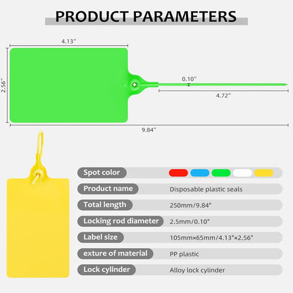 100 Plastic Labels Waterproof Shipping Tags for Labeling with Markers; 5 Colors