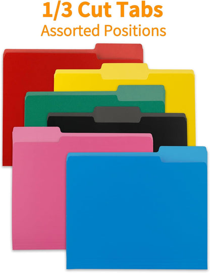 15 Packs Pink File Folder,1/3-Cut Tabs,File Folders Letter Size,8.5x11 Inch File Folders for Office,School and Home,Organizer Folder