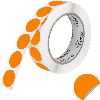 Perco Orange 1-Inch Round Circle Dot Sticker Labels with Removable Adhesive – 1,000 Labels per Roll – Versatile, Vibrant Colors, Reliable Hold, No Residue, Perforated for Convenient Use – Made in USA