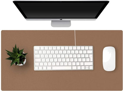 KINGFOM Desk Pad Office Desktop Protecter, PU Leather Desk Mat Blotters Organizer with Comfortable Writing Surface (35.4" x 16.9", Brown)