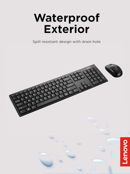 Lenovo 100 Wireless Keyboard and Mouse Combo – Cordless Set with Spill Resistant Quiet Keys – 3-Zone Keyboard - Ambidextrous Mouse – Compact Design – Wireless USB -Black