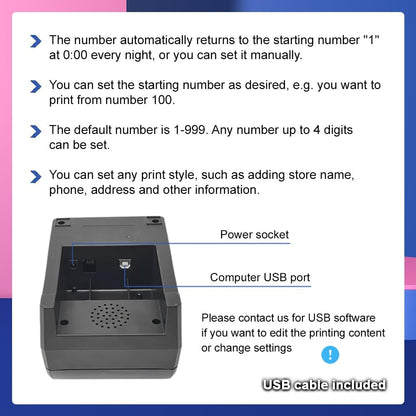 Take a Number Printer Ticket Thermal Printer Ticket Machine with 57mm Receipt Ticket Roll Show Different Department Name and Queue Number for Wireless Calling System for Haunted House(TP-4 Way)