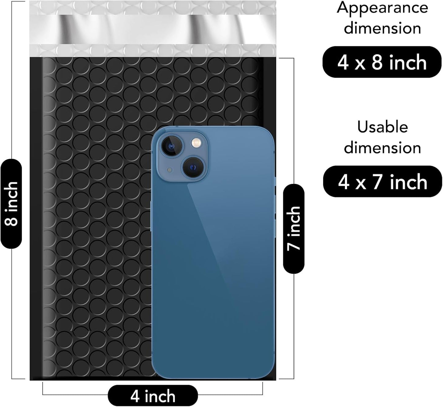 Fuxury Black Bubble Mailers 4x8" 4000 Pack, Waterproof Padded Envelopes Self Seal Bubble Envelopes, Padded Mailers for Small Business, Envelope Mailers Usable Size 4x7"