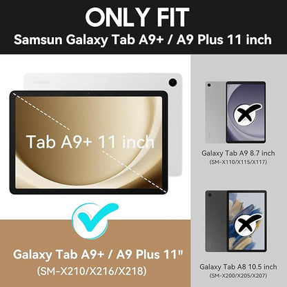 OKP Case for Samsug Galaxy Tab A9+ Plus 11 inch 2024(SM-X210/X216/X218), PU Leather Folio Cover with Multi-Angle Stand//Pen Holder, Auto Wake/Sleep Case for Galaxy A9+ 11" Tablet (Marble Oceanblue)
