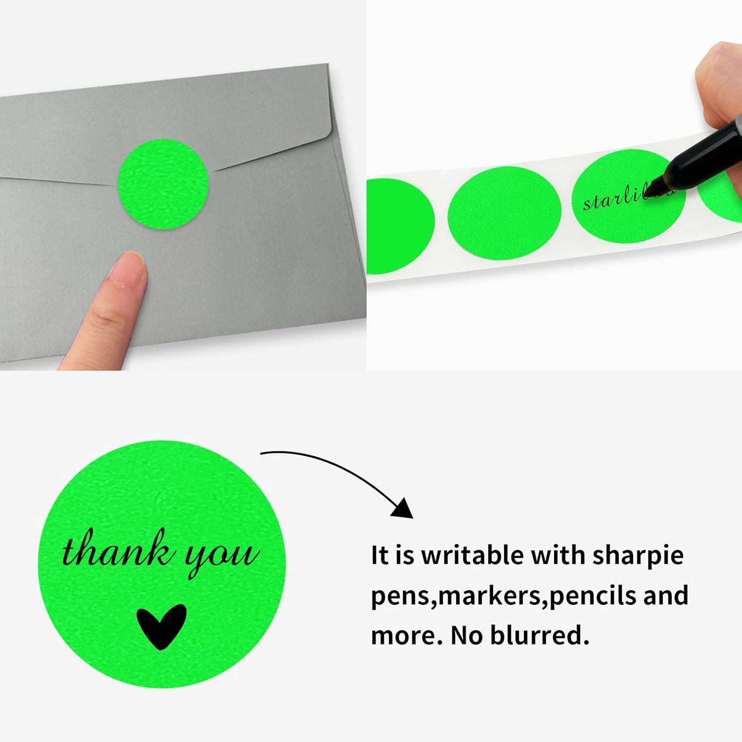 STARLIBOO Fluorescent Green Dot Stickers,1 inch Round Color Coding Circle Dot Labels, 1600pcs Permanent Adhesive Circle Garage Sale Sticker (2 Rolls)