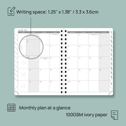 POPRUN Academic Planner 2025-2026 (July 2025-June 2026), Daily Weekly and Monthly Appointment Book (Wirebound Hard Cover - 6.25'' x 8.5'') with Hourly Time Slots, Tabs, 100 GSM - Light Yellow