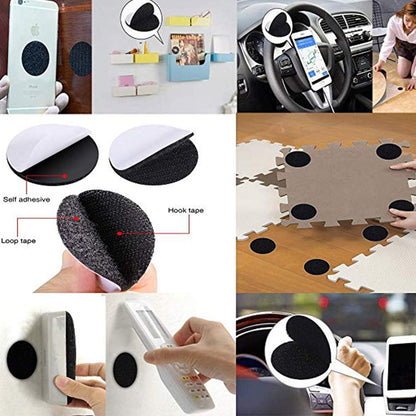 BRAVESHINE Adhesive Tape - 16PCS Hook and Loop Fasteners - Double Sided Adhesive Pads - Rug Carpet Gripper Mounting Tape for Wall Decorations or Tools Hanging - Round 2 inch