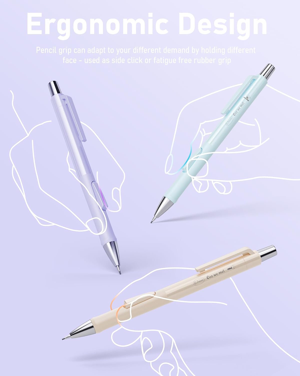 Nicpro 4 PCS Pastel Mechanical Pencil 0.7mm, Cute Fast Click Mechanical Pencils Set with 8 Tubes HB Lead Refills, Erasers, Eraser Refills for School, Student Writing, Drawing, Sketching - with Case