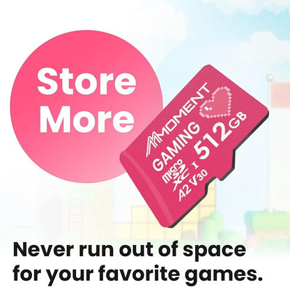 MMOMENT 512GB Gaming Memory Card, Micro SDXC Card, A2, UHS-I, U3, V30, Class10, Up to 160MB/s Read and120MB/s Write Speed (MM23 PRO)