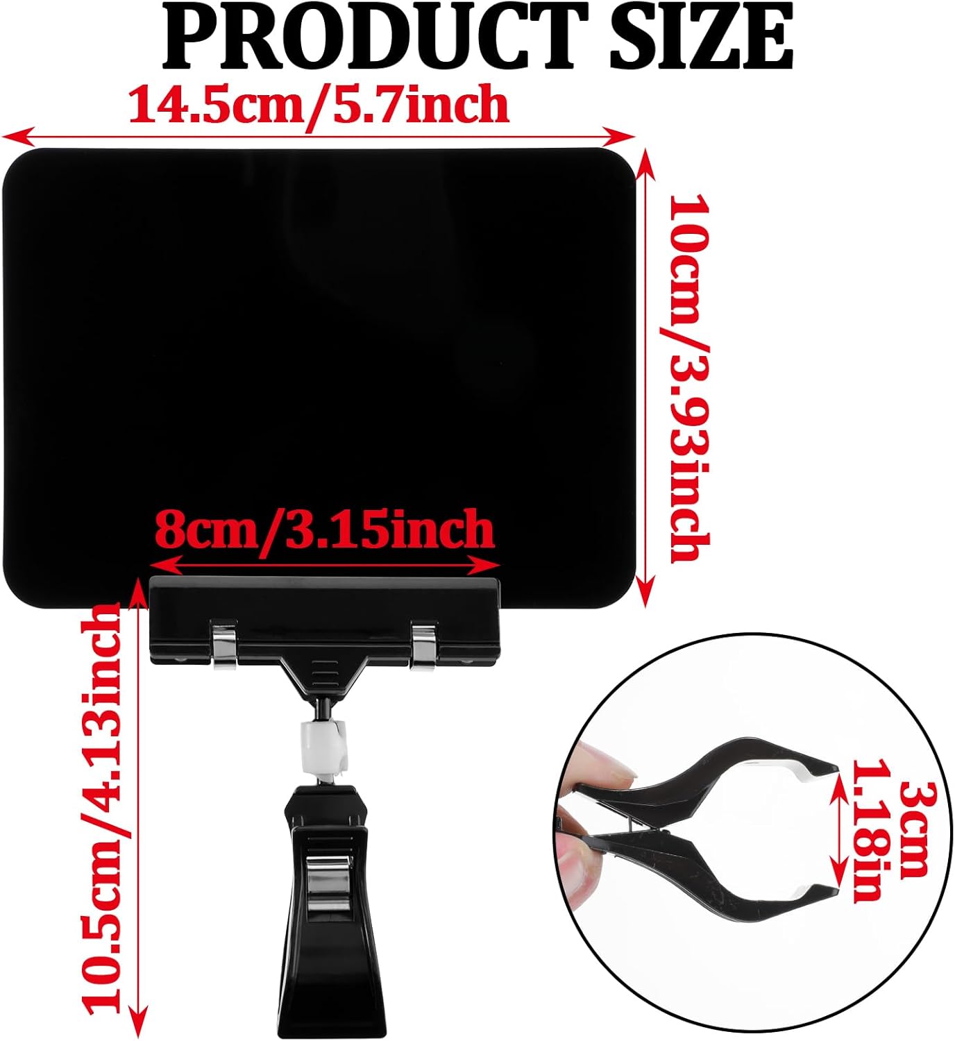 20Pack Mini Chalkboard Signs with Rotatable Clip, Erasable Double Sided Blackboard Clips Plastic Merchandise Sign Display Clip Holder for Food, Store Signs Displays (Black)