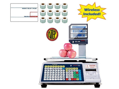 VisionTechShop DLP-300 Label Printing Scale Pole Display, 30/60lbs Capacity, 0.01/0.02lbs, NTEP Legal for Trade with a Free 1 case CAS LST-8010 UPC Label, 58 x 40mm